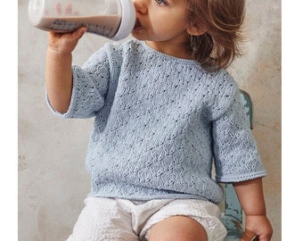 High 100% organic cotton spring/summer short sleeves, from 1 to 4 years knitted hand in France baby clothing child girl gift birth organic