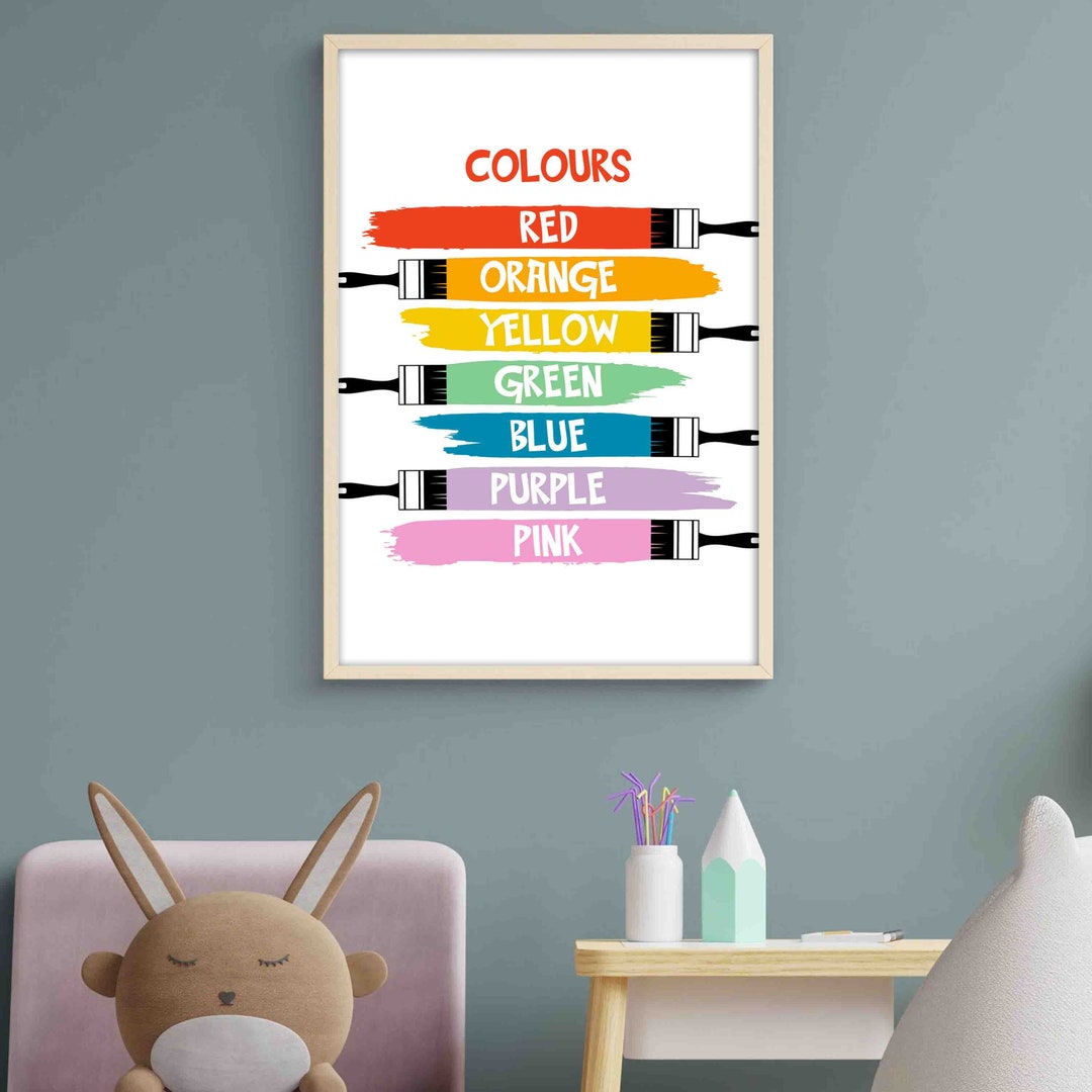 Colours Learning Wall Art for Kids Educational Home Schooling Children