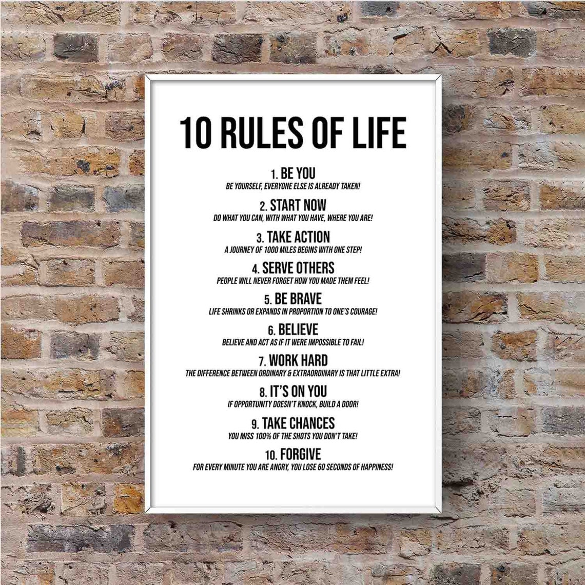 10 Regeln des Lebens Wandkunst Zitat Life Rules for Success Etsy.de