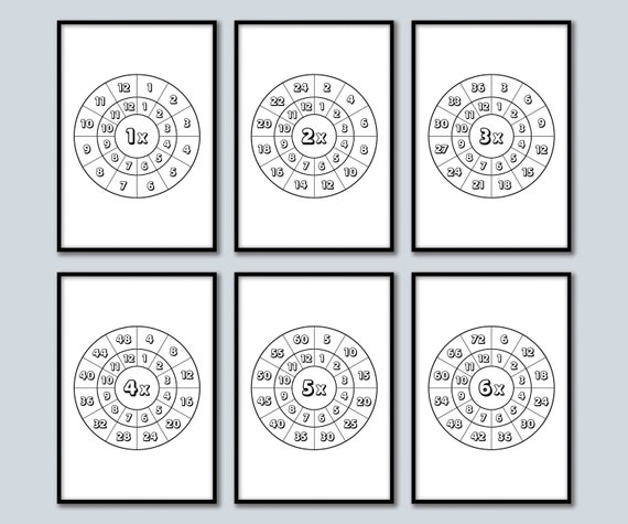 set of 12 multiplication table wheel for kids learning etsy