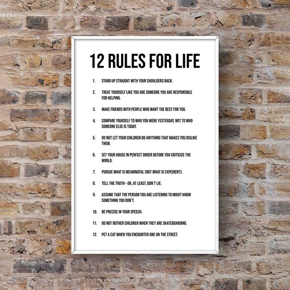 12 Rules for Life Wall Art Quote Life Rules Success Positive Etsy