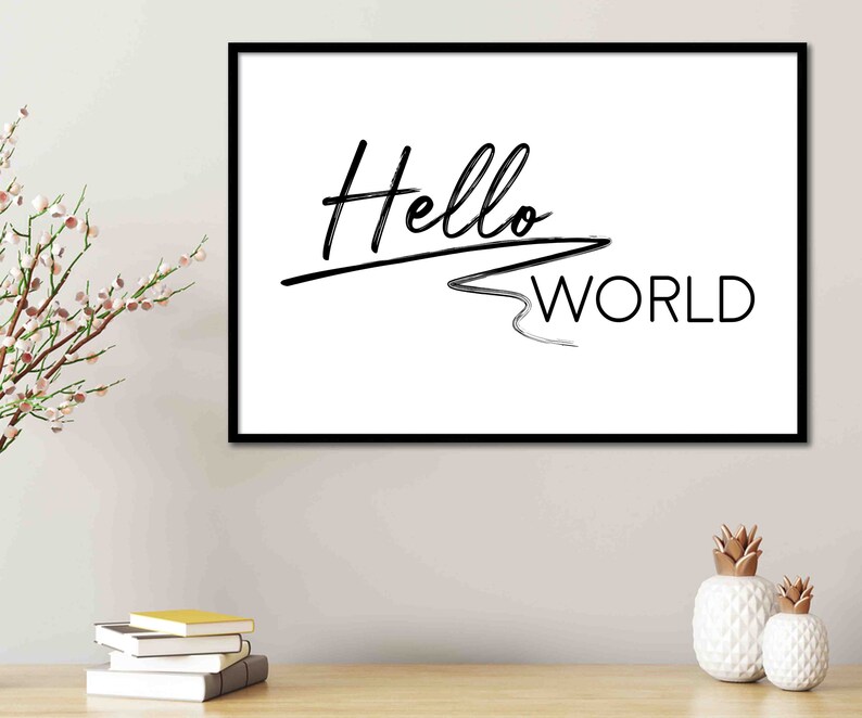 Hello World Digital Download Wall Art Home Bedroom Decor Wall Etsy