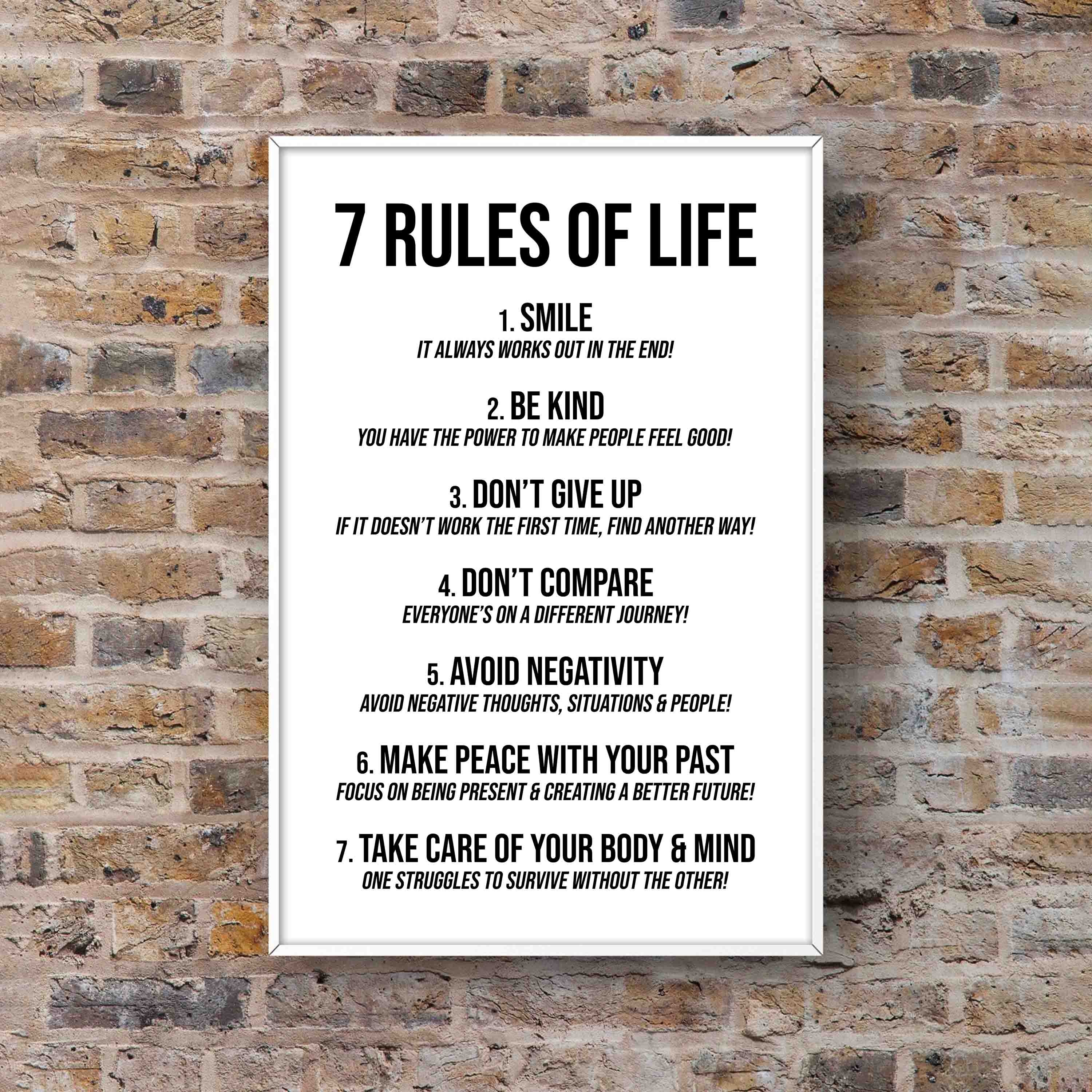 7 Rules Of Life Printable