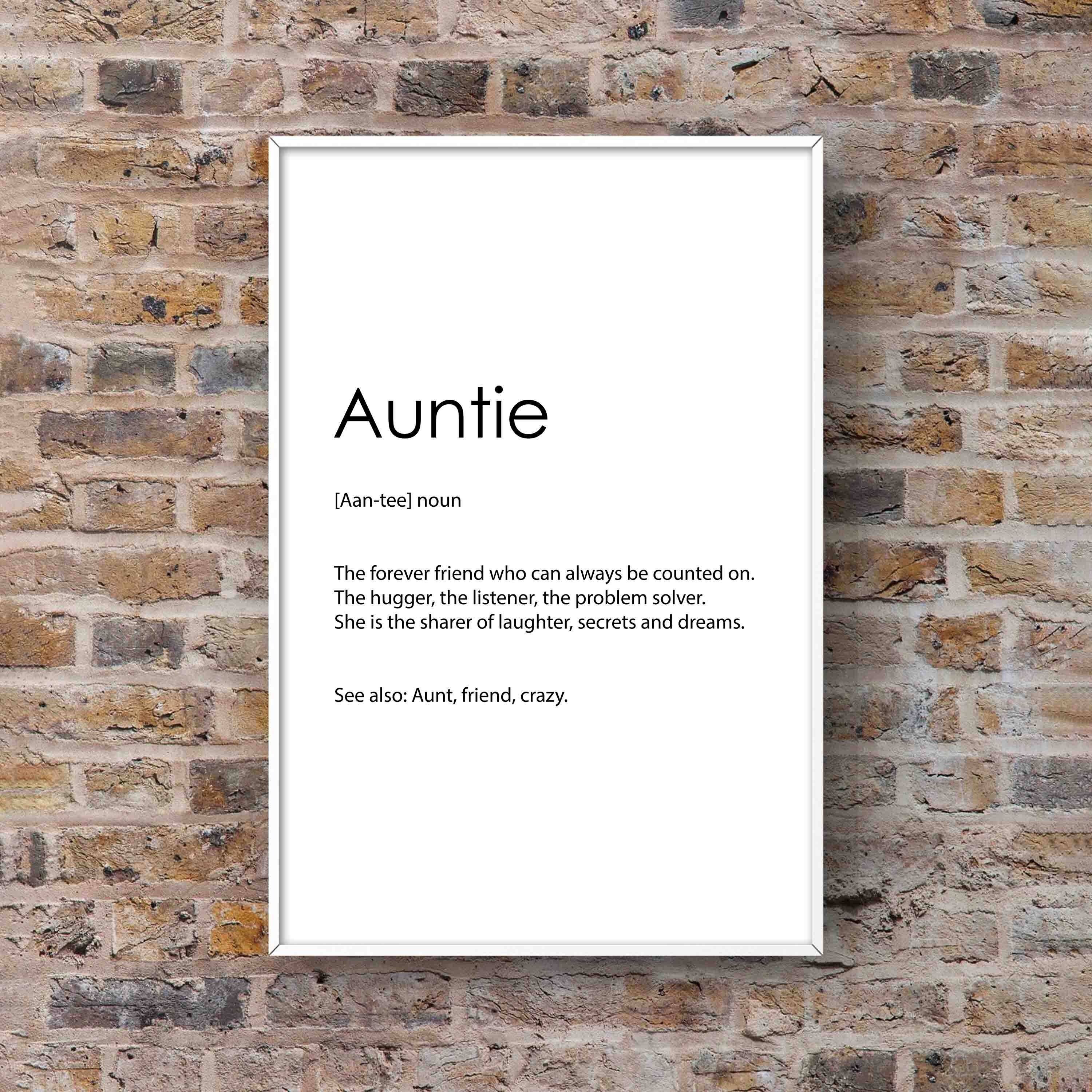 Auntie Definition Quote Wall Art Gift Love Aunt Auntie Gift Etsy UK