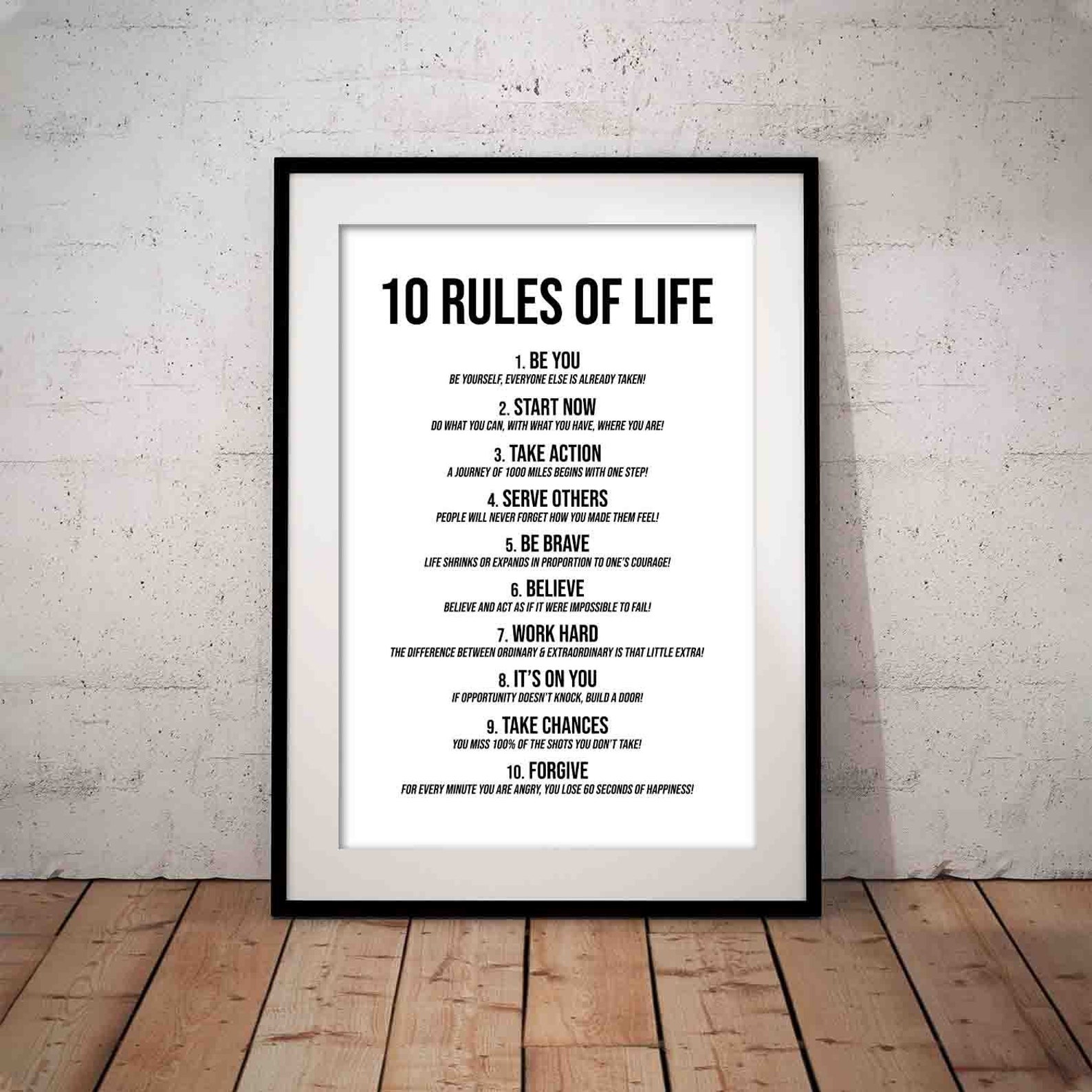 10 Rules of Life Wall Art Quote Life Rules for Success Etsy