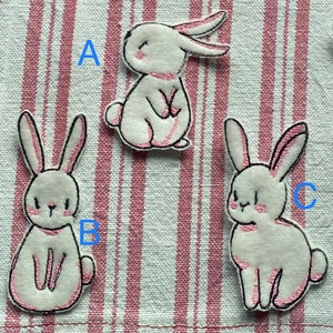 Bunny iron- on patch, Bunny Badge, decorative patch, Embroidery patch, embroidered Badge, Gift.