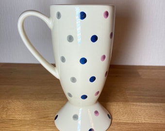 Whittard of Chelsea Tall Spotty Polka Dot Footed Latte Mug, unused, 6 1/4'' (16 cm)