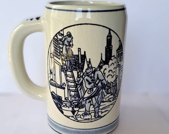 Vintage Holland Delft azul pintado a mano cerámica Stein taza de cerveza 0,5 L