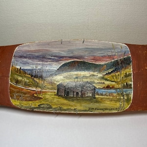 Vintage 1892 Wooden Rustic Hand Painted Dough Bowl, made in Scandinavia, signed