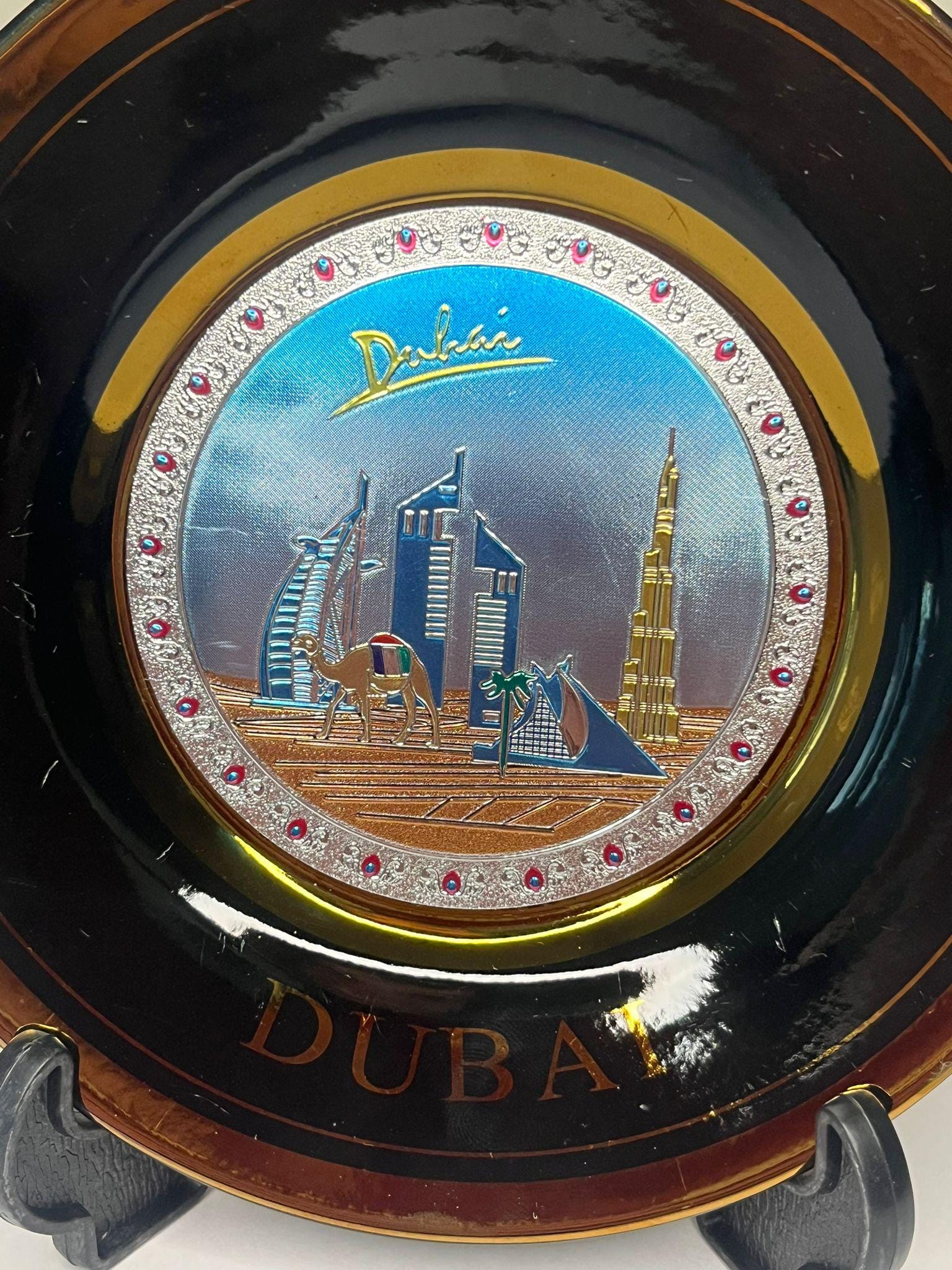 24K Gold Edged Dubai Souvenir Plate: Burj Al Arab & Khalifa - Etsy