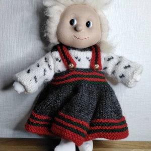 Vintage Norwegian hand knitted doll, 80-s
