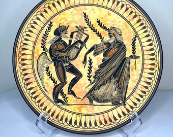 Hand-Painted Greek Ceramic Wall Plate – Classical Design, 24 cm