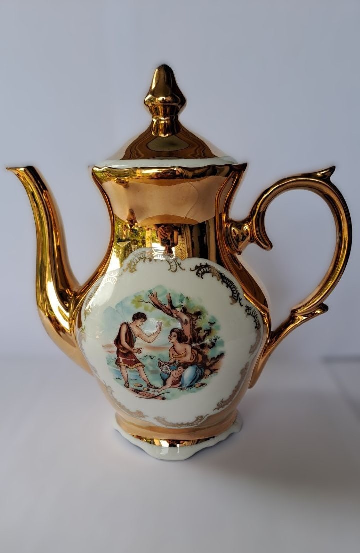 Vintage Bavaria 24 K Gold Set - Tea Coffee Pot and Sugar Tray - Etsy
