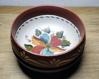 ヴィンテージ木製ローズマリング手描き小鉢、装飾付き、ノルウェー製
