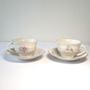 Set of 2 Very Rare Antique Porsgrunn Norge Cups and Saucers, Grey Porcelain, made in Norway by Porsgrund in 1930-1940ss