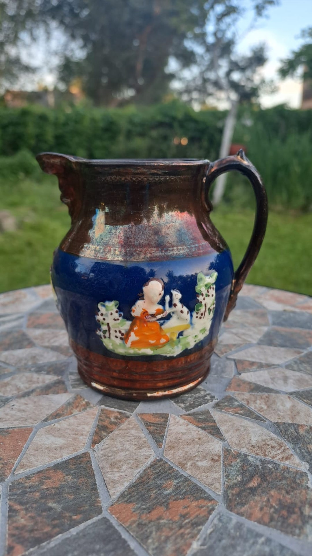 アンティーク銅光沢ピッチャージャグ、田園風景、1850 年頃 - Etsy 日本