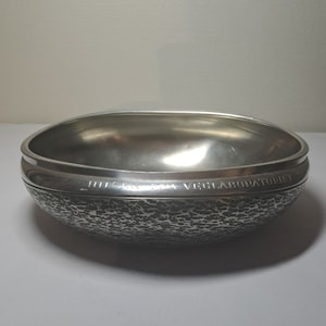 Mid-century Norwegian oval pewter tin bowl
