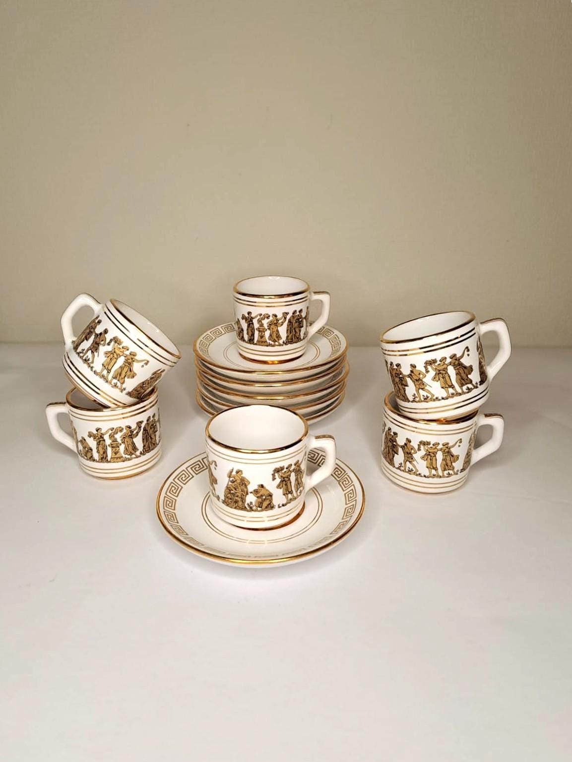 24K使用、ギリシャのハンドメイドティーポットとカップセット Greek 24k Tea Cup Set - Etsy