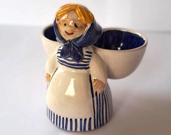 Vintage Norway Ceramic Traditional Girl - Salt and Pepper Shaker, made by Eika Drobak Pottery