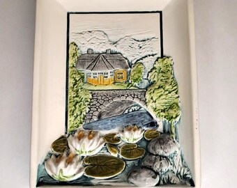 JIE Gantofta Sweden, MINT 23 X 19 Cm Ceramic Plaque, Hand Painted