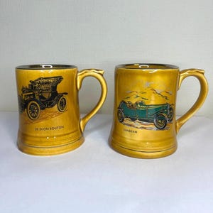 Vintage Wade England Veteran Car Mugs: 1914 Sunbeam & 1904 De Dion