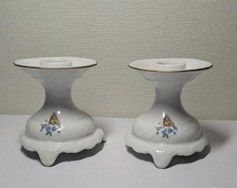 Vintage Set of 2 Christineholm Porcelain Candle Holders/ Candlesticks, made in Sweden