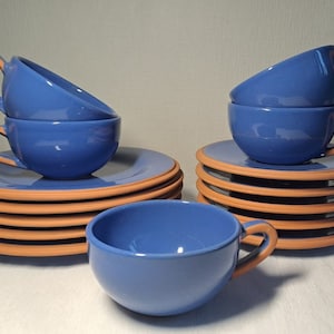 Molde Stoneware Blue Ceramic Tea/Coffee Set for 5 persons, made in Portugal, 15 items