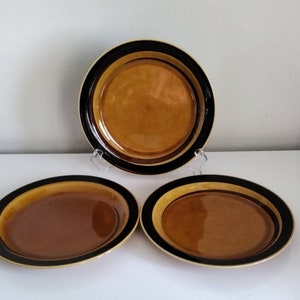 3 Mid-century Swedish Rörstrand Tuna Plates, Vintage Scandinavian Ceramic Plate, Orange Swedish Salad Plates 7&quot;