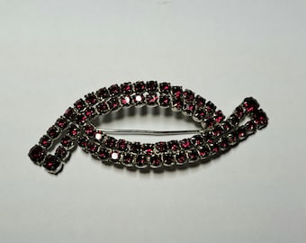Vintage large red stone brooch from 1960s