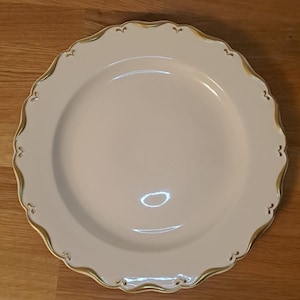 Large mid-century porcelain gold trim plate, made in Belgium by Boch La Louviere in 1950s, 13&#39;&#39;