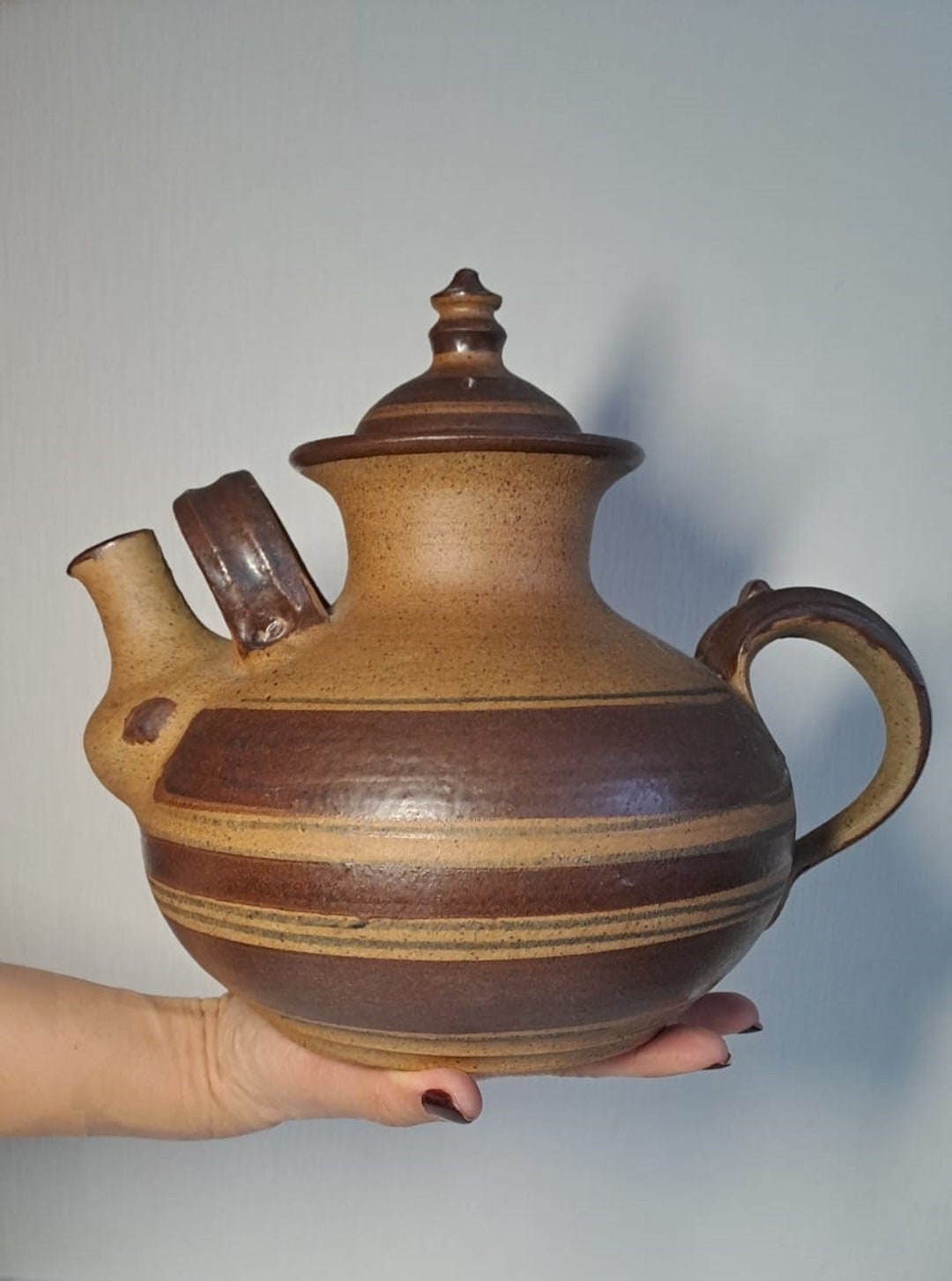 vintage-klavs-encke-terracotta-teapot-danish-mid-century-ceramic-art