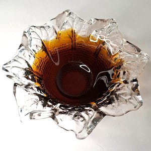 Pertti Santalahti pour Humppila - Bol artisanal en verre « Tournesol », design glace fondue, signé - Finlande, vintage