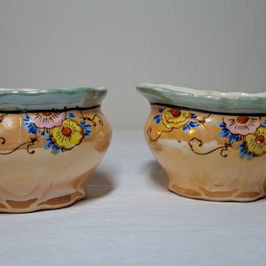 Vintage Japan hand painted lusterware porcelain set, Fancy Japanese tea coffee set - milk jug and sugar tray, flowers pattern, 1950s