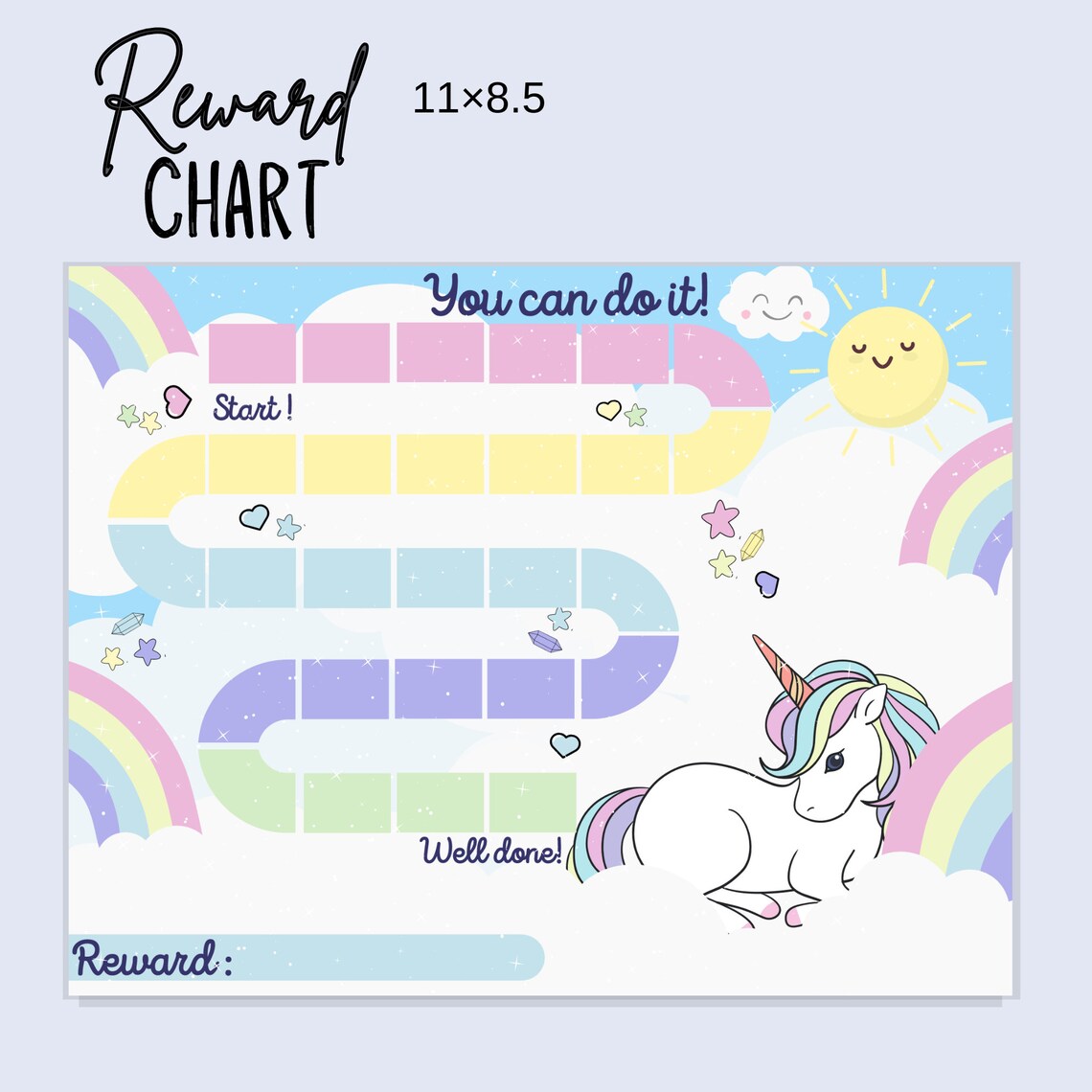 Unicorn Reward Chart Printable Unicorn Behavior Chart - Etsy