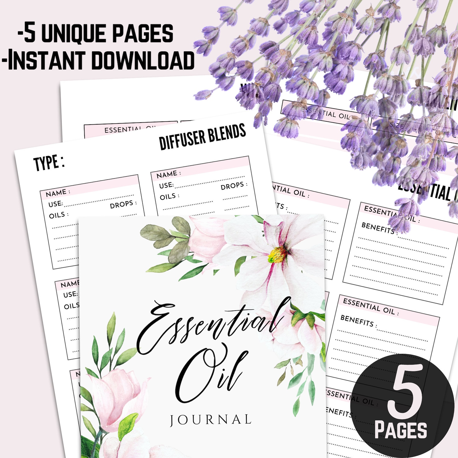 Essential Oil Journal Printable diffuser blends recipes. Etsy