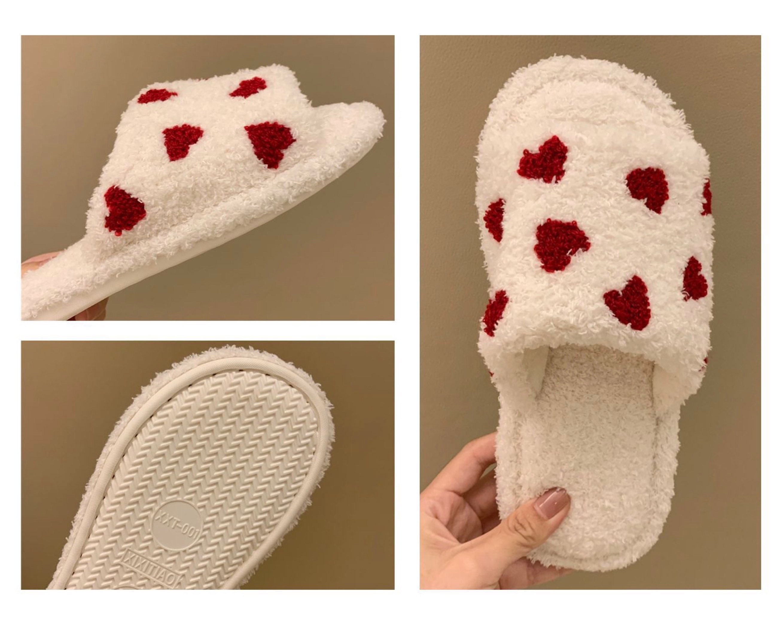Cute Heart fluffy slipper/ women slippers/ girl slipper/ Etsy