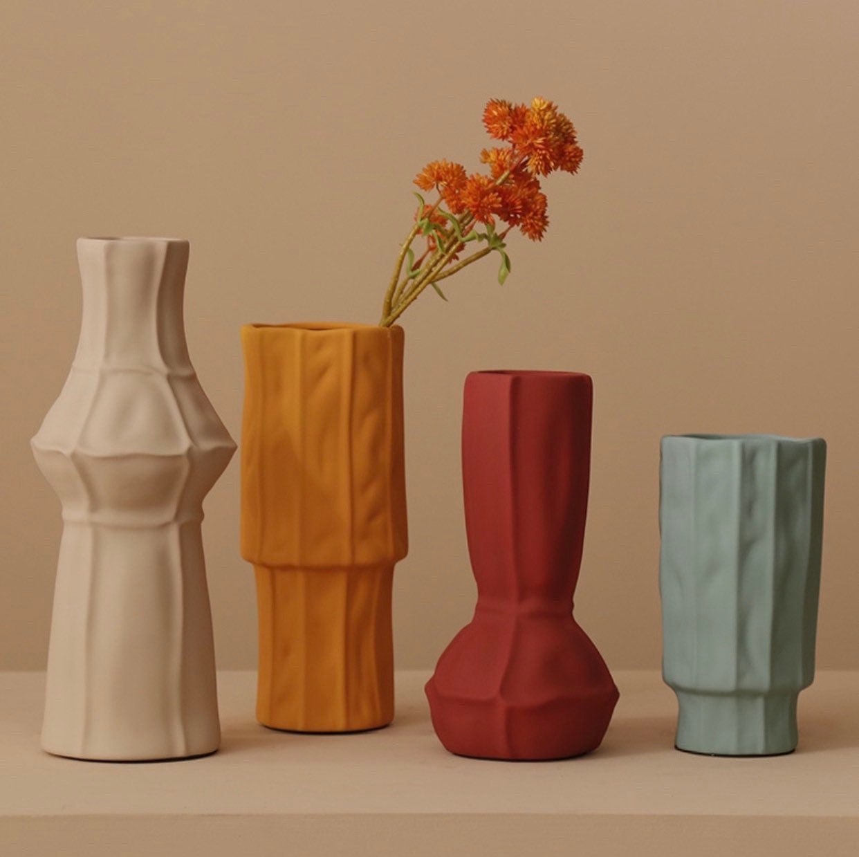 Morandi ORIGAMI modern Minimalist vase, Handmade Ceramic Vase, Minima…