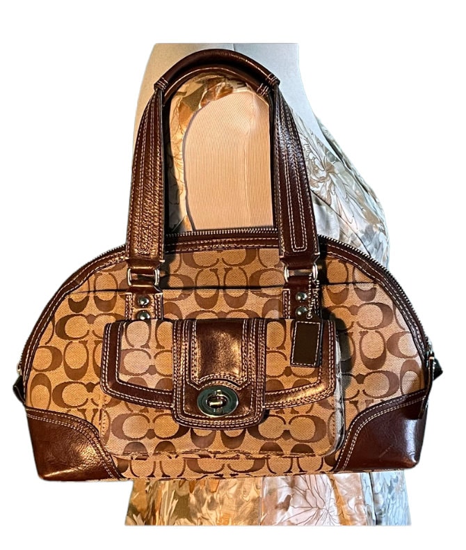 Coach Hampton Signature Zip Satchel Bag # 13977 & Change Pursee - Etsy