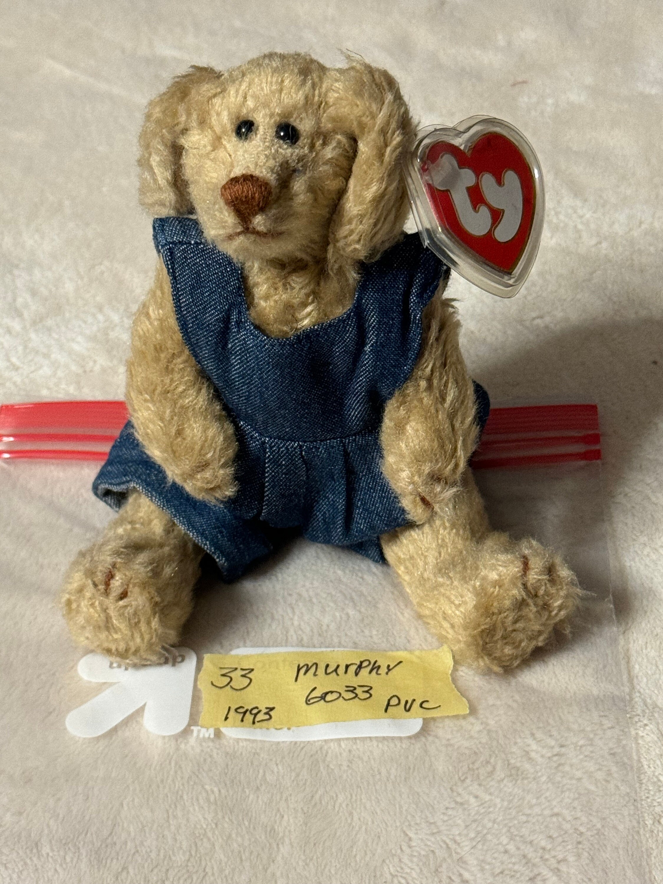 1993 Ty Baby Murphy 6033 (9 Inch) 2nd Generation Hang Tag *rare