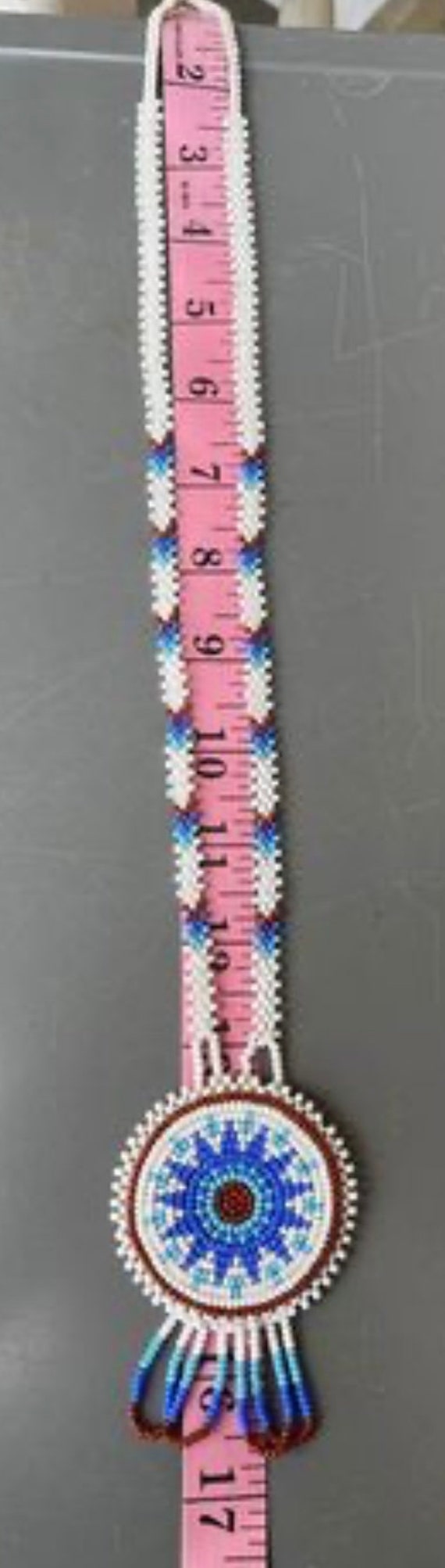 Native American beaded medallion - image 6