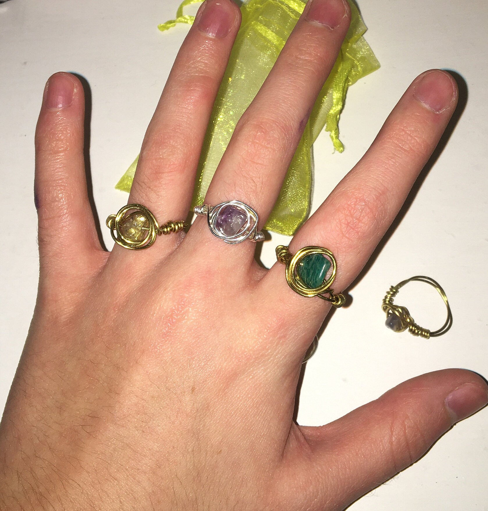 Anillo de cristal de alambre de oro piedras preciosas Etsy