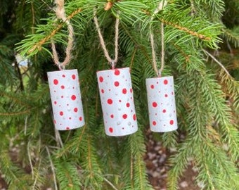 Red Polka Dot Christmas Ornament Set (3)