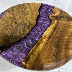 Diameter op maat gemaakte diameter donker walnoothout Purple Pink River ronde epoxytafel- eettafel- salontafel- Express GRATIS VERZENDING 100% HANDGEMAAKT