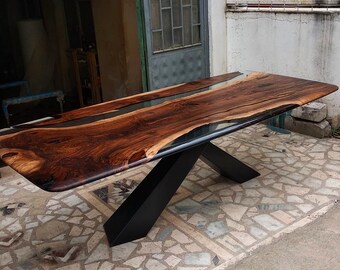 Kundenbestellung Oval Dark Walnut Klar Epoxy Tisch- Spezielle Beine- Esstisch- Couchtisch- Bürotisch- Esszimmer - Büro-% 100 HANDMADE