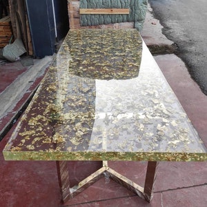 Custom Order Gold Leaf Ultra Clear Transparent Epoxy Table- Dining Table -Coffee Table -Office Table -End Table- Luxury Table- %100 HANDMADE