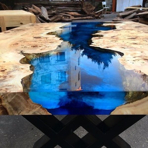 Custom Order Poplar Wood Blue İce Sea Ocean River Epoxy Table- Dining Table - Kitchen and Dining - Coffee Table - Office Table-%100 HANDMADE