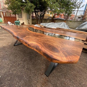 Custom Order Walnut Clear Brown Epoxy Table Live Edge River Table Dining Table Coffee Table Kitchen Table Office %100 HANDMADE image 4