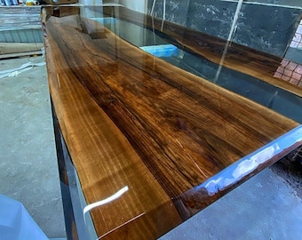 Custom Order Walnut Clear Transparent Epoxy Table- River Table- Dining Table- Office Table- Luxury Furniture- %100 HANDMADE