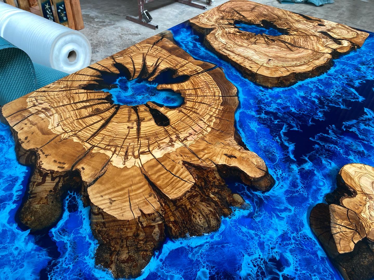 Custom 3D Ocean Sea Theme Decorative Resin River Epoxy Dining Table ...