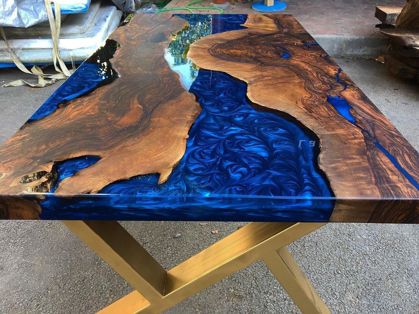 Gold sale epoxy table